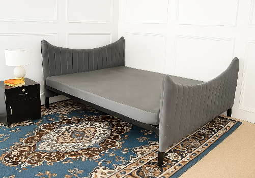 Drake Upholstered Bed and Mattress Combo (Grey)